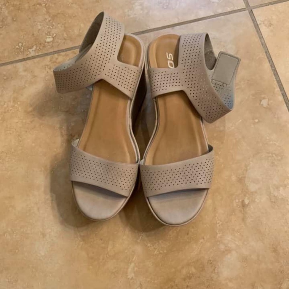 Taupe platform wedges
